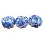 Fabric Pumpkins Decoration With Delft Blue Pattern 3 Piece