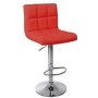 Faux Leather High Back Swivel Bar Stool - Red