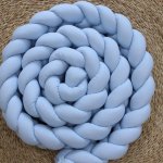 Cot Bumper Braided 3 Strand Light Blue Mickey Mouse Blue Outline Set