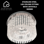 Stainless Steel LED Ceiling Fitting With Crystals - 360MM