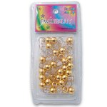 Fashion Hair Plastic Metallic And Clear Beads - Gold