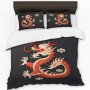 Chinese Dragon On Black Duvet Cover Set By Wikus Schalkwyk King