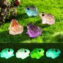 5PCS Glow-in-the-dark Frog Figurines - Vibrant Resin Decor For Cars Gardens & Terrariums