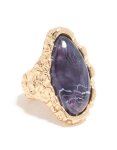 Goldair Gold Textured Purple Jewel Ring