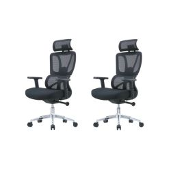 Set Of 2 High Back Mesh Adjustable Height And Swivel Office Chair