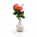 Vase With Orange Flowers & LED Lights White