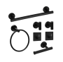 Towel Bar Bathroom Accessory Set - Black - 7 Piece