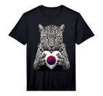 South Korea Flag Heart Pride Heritage Leopard South Korean Performance T-Shirt