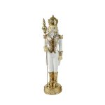 Polyresin Nutcracker With Staff 15.9X15.8X60.2CM - Gold & White