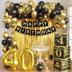 Gold 40TH Birthday Decorations For Men 3PCS Birthday Decorations For Men Boys Black And Gold Balloon Boxes Birthday Party Favors