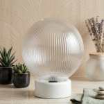 Clear Ribbed Glass Globe Pendant Lampshade