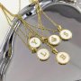 Initial Letter Pattern Round Pendant Necklace Creative Birthday Gifts