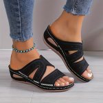 Women's Wedge Heeled Sandals Casual Open Toe Platform Sandals Comfortable Slip On Summer Sandals