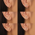 2PCS Stainless Steel Screws Twisted Buckle Earrings Female Heart Pentagram Octopus Bling Bling Elegant Style Stud Earrings Jewel