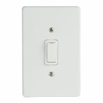 Crabtree Classic Switch +cov 4X2 1L 1W 20A Stl Wht