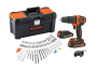 Black & Decker Black+decker 18V Cordless Hammer Drill + Box + 105ACC + 2 X 1.5AH Batt