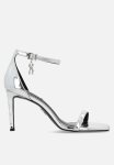 Pivotal Leather Barely There Heel - Silver