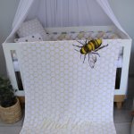 Fleece Blanket Plain Bee Honeycomb Set Neutral