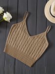 Valentine's Day Knitted Cami Crop Top Versatile Sleeveless Casual Top For Spring & Summer Women's Clothing
