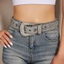 Silvery Hip Hop Wide Belt Shiny Rhinestone Sequins Decor Y2K Belts Trendy Jeans Pants Belts Punk Waistband For Women