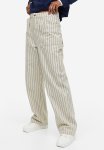 Twill Cargo Trousers - Light Beige pinstriped