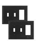 Treewell 2-PACK Combo Decorator double Toggle Light Switch Cover Plate Black Pearls Decorative Switch Plates And Outlet Covers M