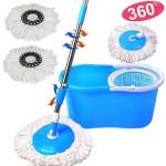 Smte Rotating 360 Spin Mop And Plastic Bucket Set Blue With Keychain