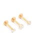 Goldair Gold Plated Surgical Steel Cubic Zirconia Flat Back Earrings 3-PACK