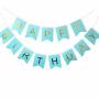 Pzz Beach Happy Birthday Banner Blue And Gold Party Decorations Stylish Trendy Swallowtail Bunting Flag