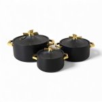 3 Piece Food Warmer Serving Set Black