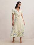 Calissa V-neck Short Sleeve Midi Dress - 20 Light Halifax Floral