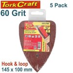 Tork Craft 5 PK Sanding Triangle 145 X 100MM 60 Grit Velcro ABR37060