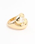 Goldair Gold Plated Puffy Swirl Cubic Zirconia Ring - M l