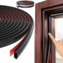 10-FOOT Self-adhesive Rubber Door Seal Strip - D-shape Insulation & Soundproofing For Doors And Windows Fits Gaps 1/10" To 4/17" Available In Black White Brown