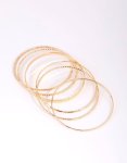 Goldair Gold Textured Bangle 6-PACK