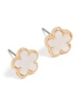 Goldair Gold White Acrylic Flower Stud Earrings