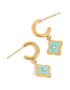 Tweens Gold Plated Stainless Steel Blue Enamel Flower Open Hoop Earrings