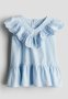 Frill-trimmed Cotton Dress - Blue