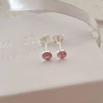 STELLAR Stella Pink 925 Sterling Silver Light Pink Rose Crystal Ear Studs Small 4MM