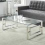 Ivanna Glass Coffee Table With Geometric Metal Base