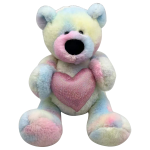 Plush Tie Dye Bear With Heart 21CM