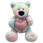 Plush Tie Dye Bear With Heart 21CM