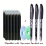 55PCS/SET Colored Ink Erasable Pen Refills Rods 0.5MM Magic Erasable Gel Pen Washable Handle Office School Writing Stationery 50 REFILLS+3 PENS+2 Eraser