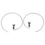 Cat Circle Hoop Earrings - Black