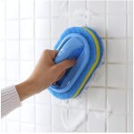 1PC Sponge Cleaning Brush With Handle Bathroom Bath And Tile Scrub Brush Kitchen Cleaning Sponge Wipe Dishwashing Sponge Brush P