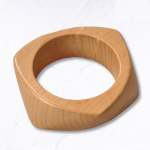 Geometric Print Wooden Bracelet - Beige Free