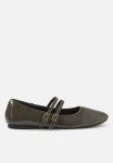 Cotton On Romy Double Buckle Ballet - Olive Box