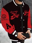 City Of New York Script Print Men's Lightweight Jacket Trendy Versatile Tops With Buttons And Pocket Meticulously Crafted Top Fo