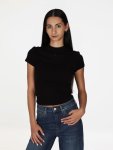 Guess Womens Short Sleeve Licia Mock Neck Top In Black - Black XL