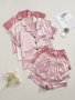 3 Sets Satin Pajama Set Short Sleeve Lapel Top & Elastic Waistband Shorts Women's Sleepwear & Loungewear